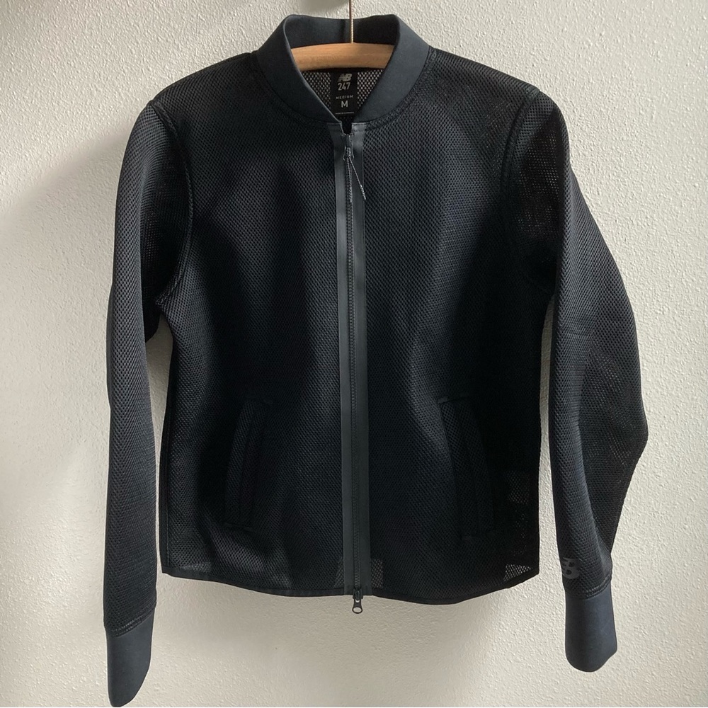 New Balance Women’s Polyester Mesh Bomber jacket 24/7 In Black Size Medium